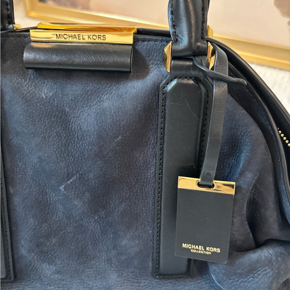 Michael Kors Navy and Gold Satchel - Picture 3 of 6
